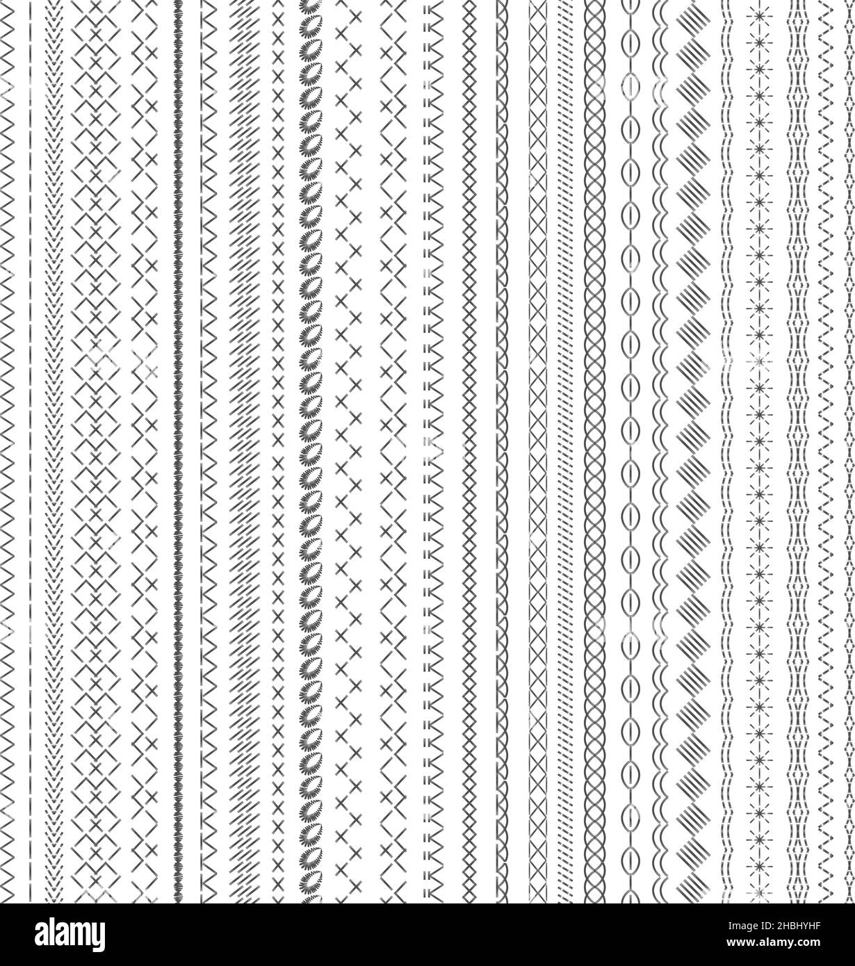 Conjunto de patrones de costura aislado en blanco. Papel Artesanal  Fotografía de stock - Alamy