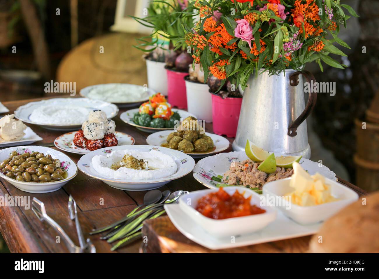 Desayuno buffet de lujo Foto de stock