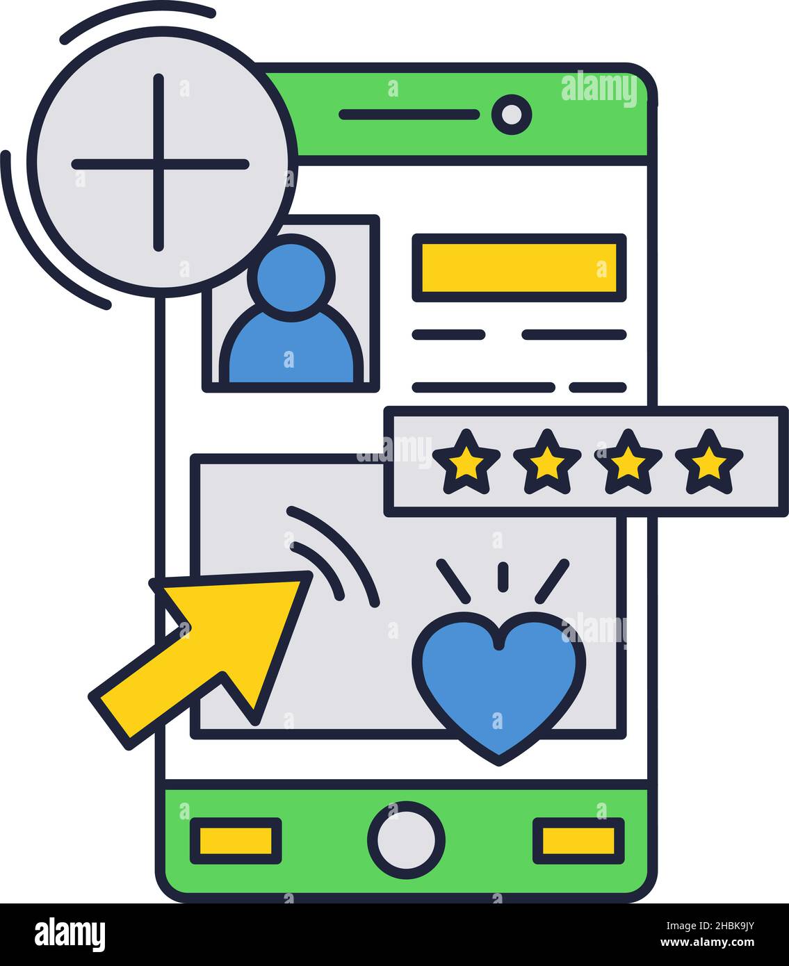 Icono plano de interacción en línea de la interfaz de usuario del