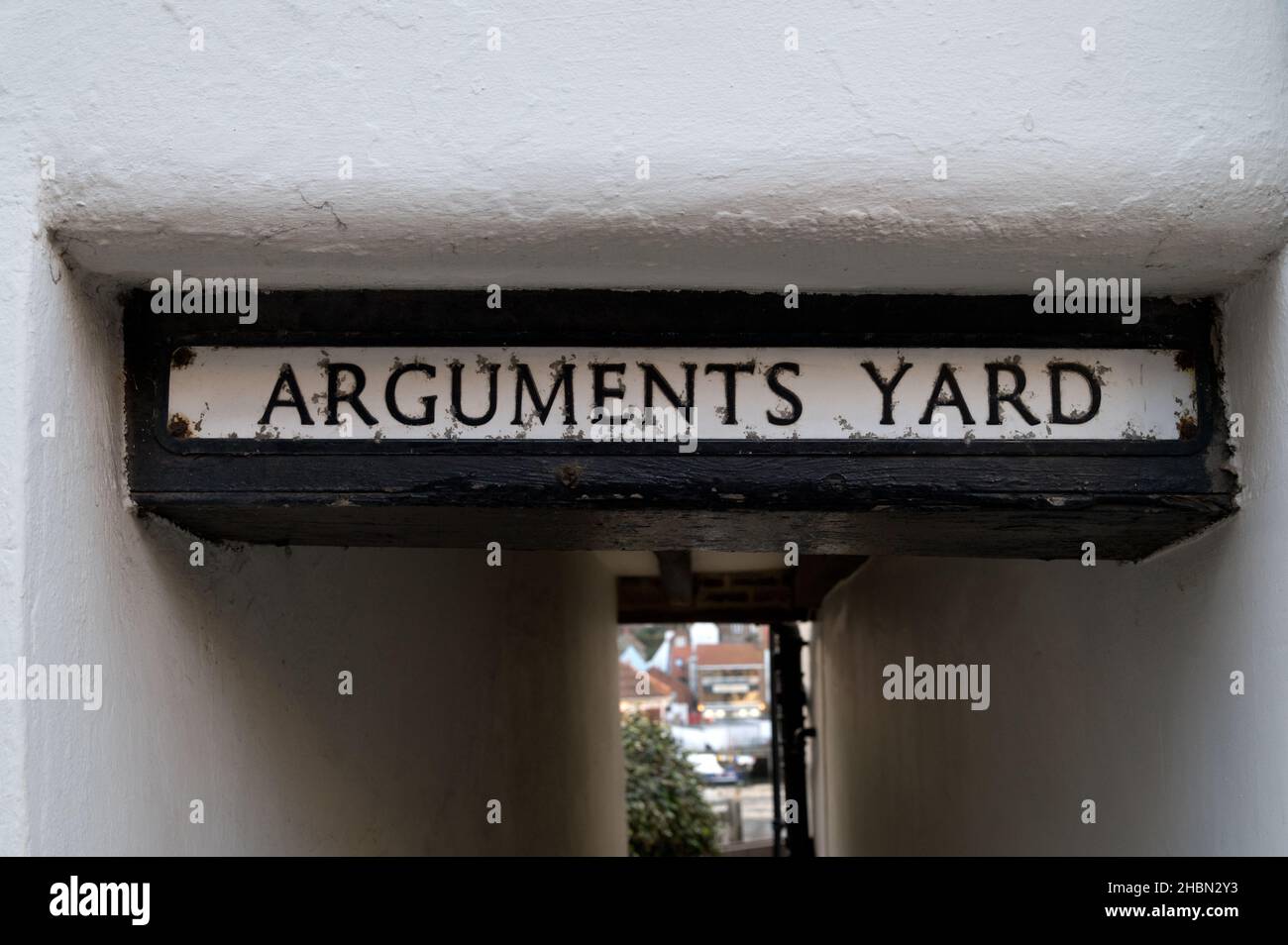 The Strangely-named Arguments Yard, Whitby, North Yorkshire, Reino Unido. Foto de stock