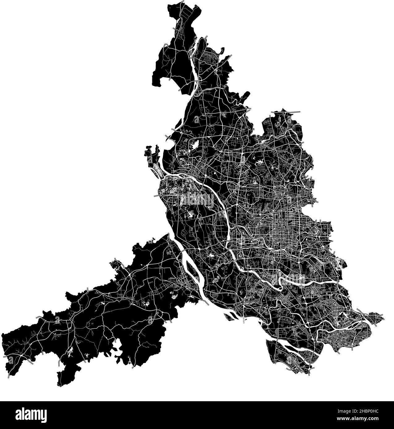 Foshan, China, mapa vectorial de alta resolución con límites de ciudad
