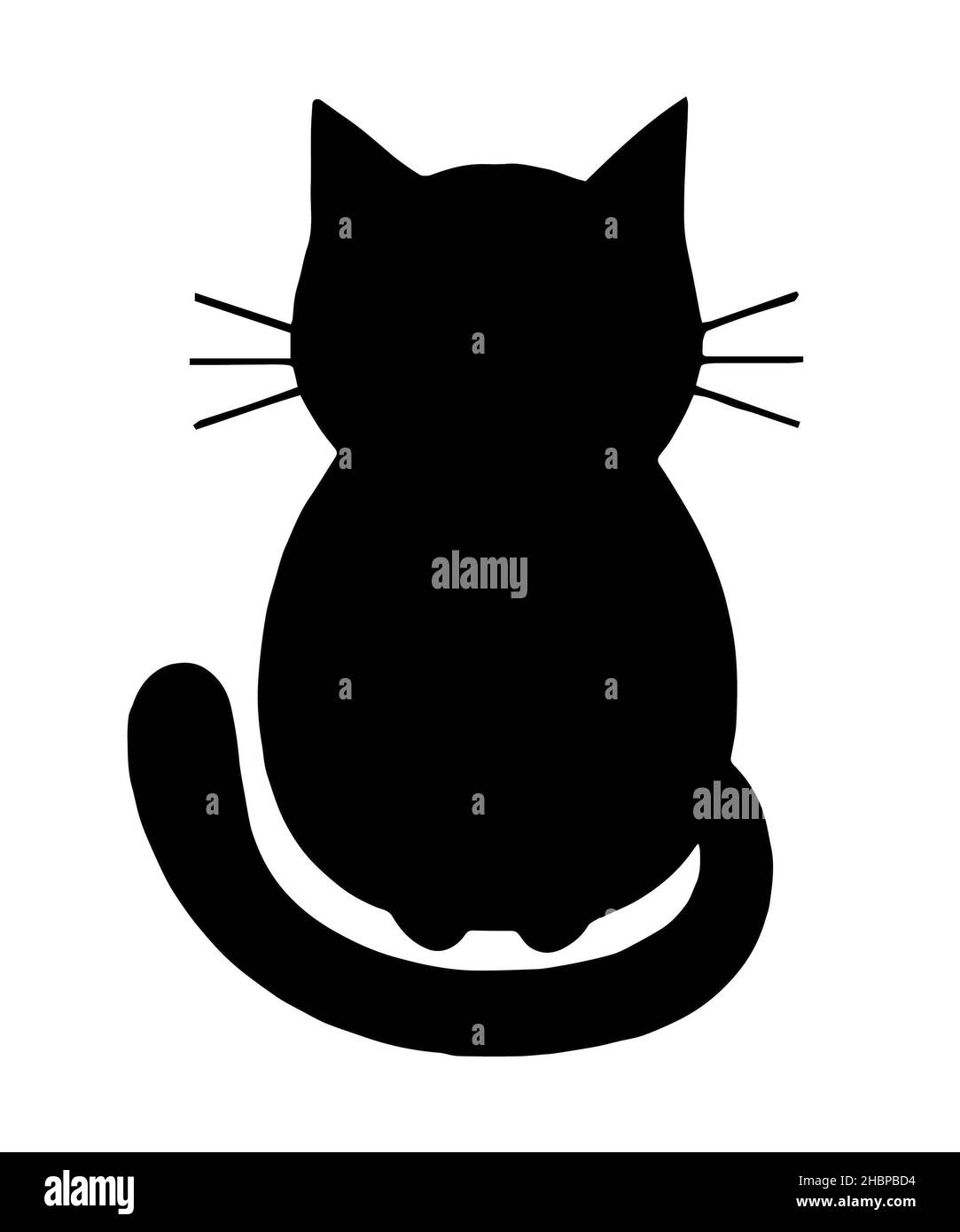 Silueta de gato, dibujo de gato negro Cartoon. Gato negro para Halloween  aislado sobre un fondo blanco Fotografía de stock - Alamy