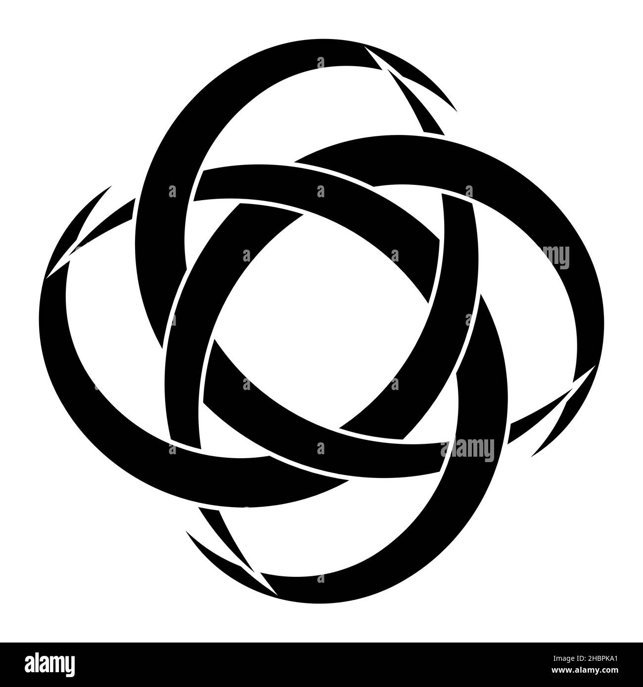 Logo tatuaje circular radial luna creciente símbolo de prosperidad y buena suerte Ilustración del Vector