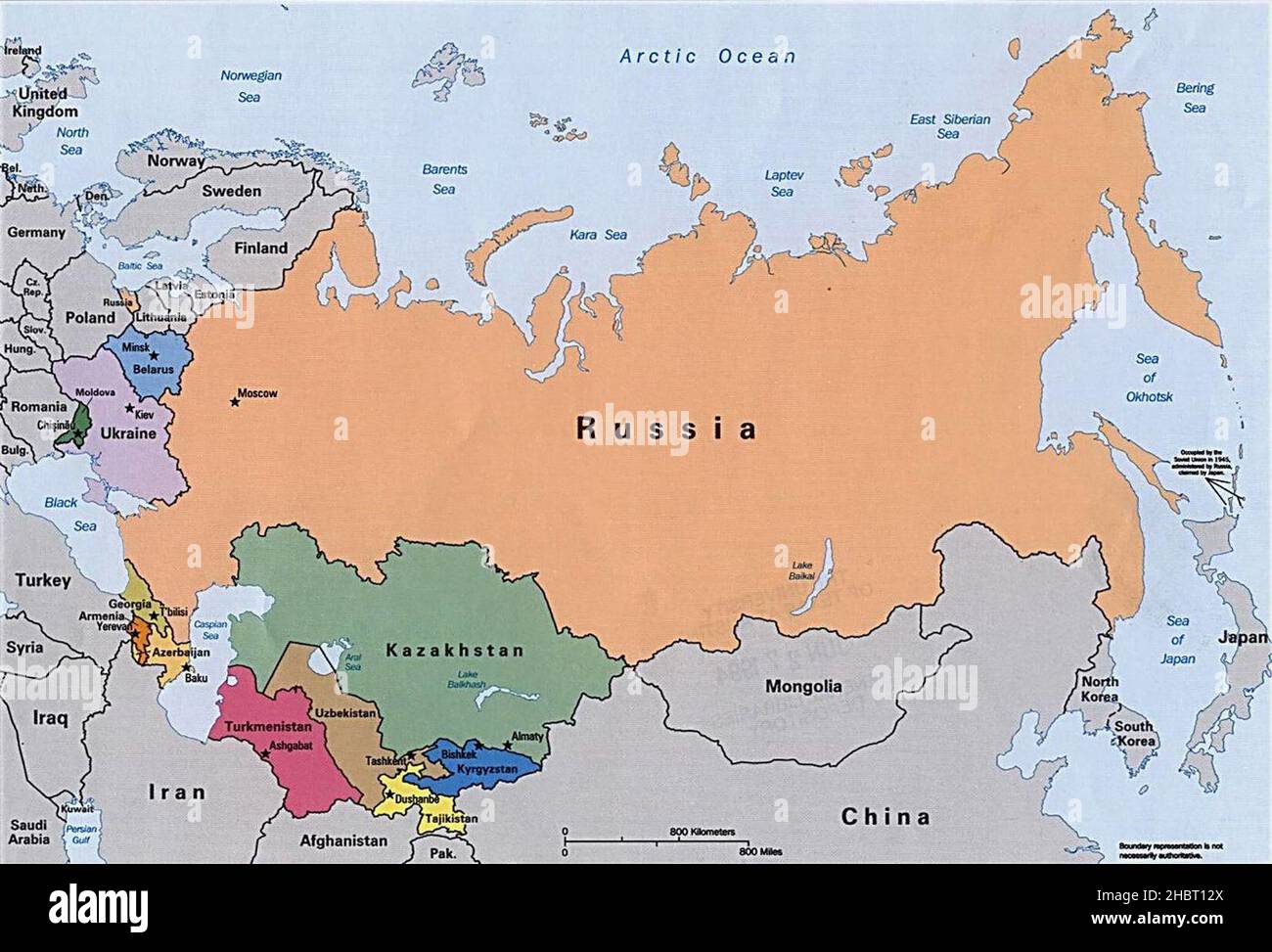 Mapa de la Comunidad de Estados Independientes (CEI) en 1994 Fotografía