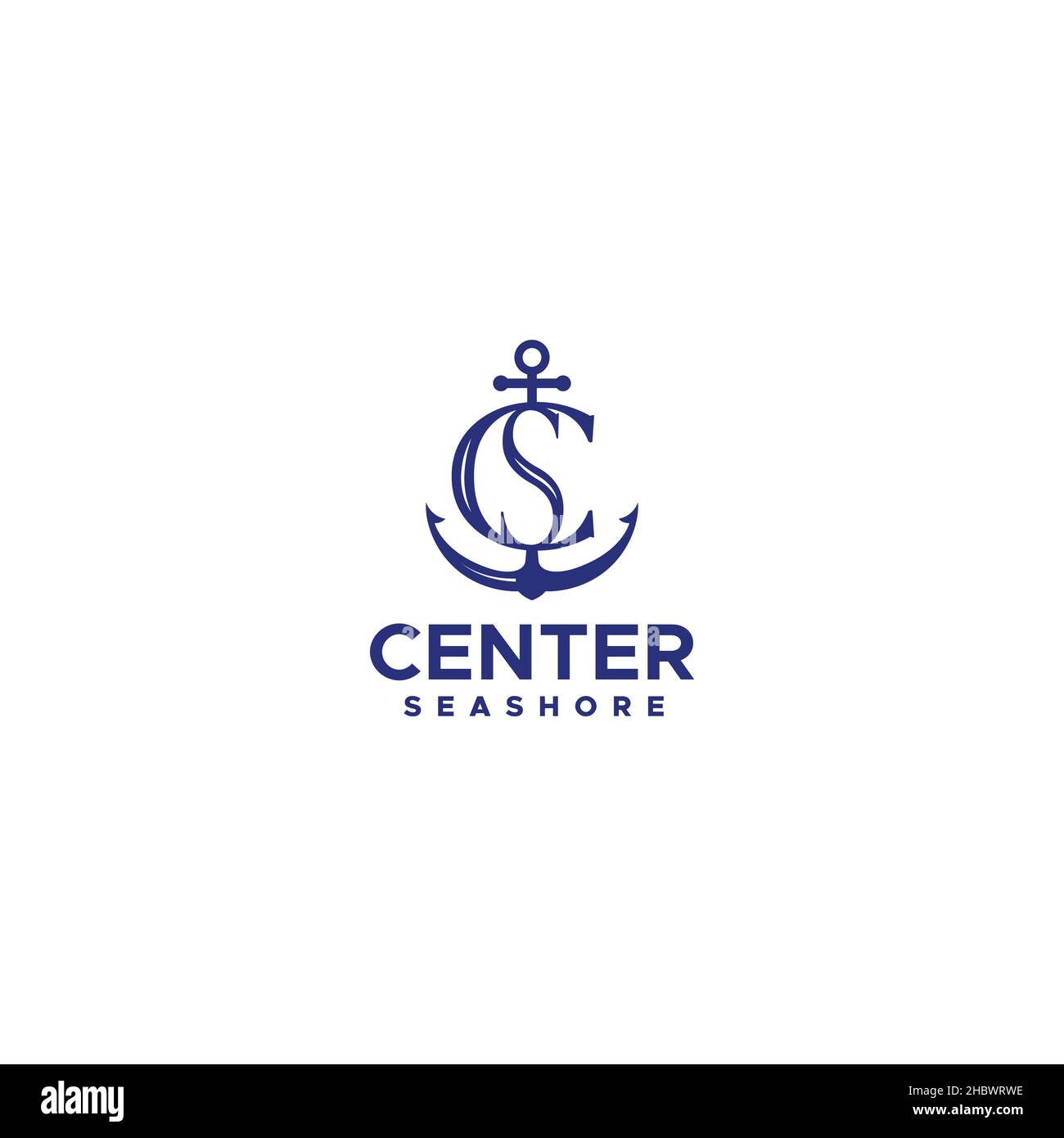 Diseño de logotipo Flat Simple Initial CS Center Seashore Ilustración del Vector