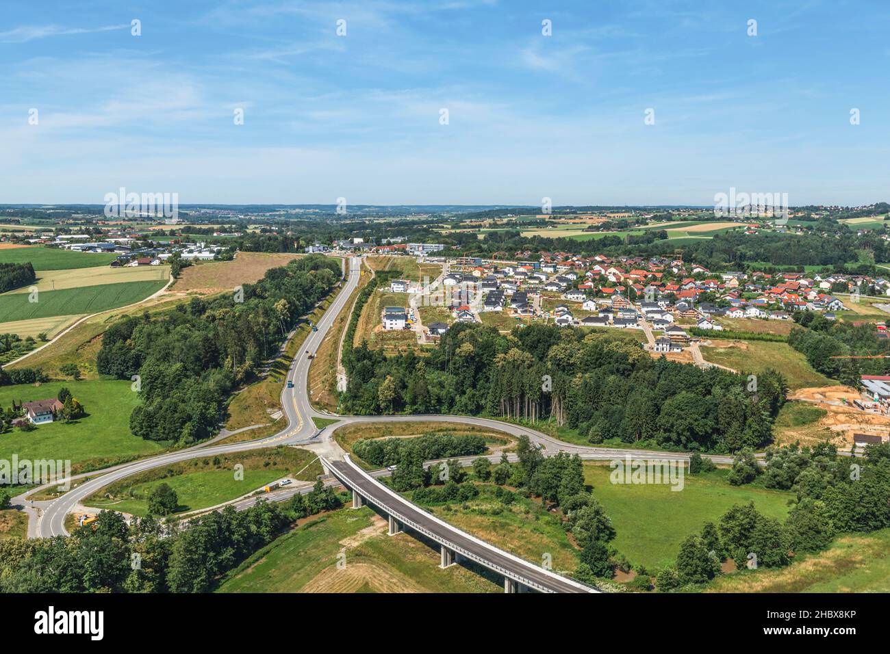 Vista aérea a Vilshofen en el Danubio Foto de stock