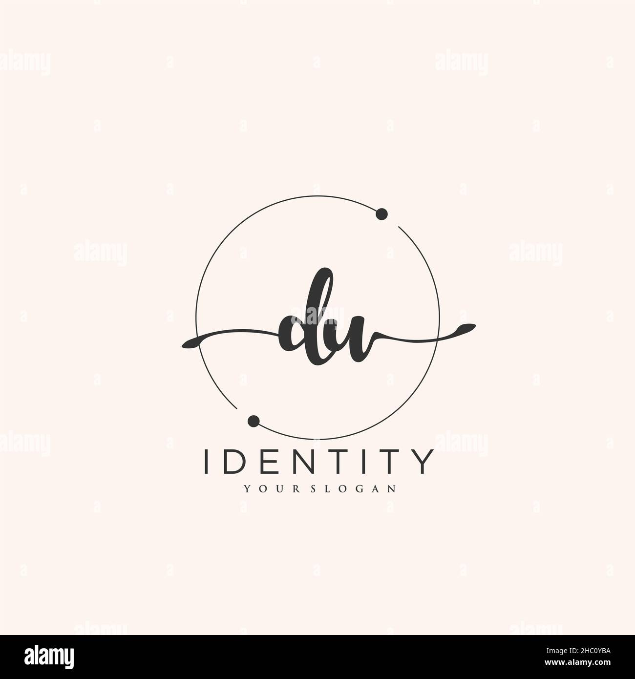 DU Handwriting logo arte vectorial de la firma inicial, boda, moda, joyería, boutique, floral y botánico con plantilla creativa para cualquier empresa Ilustración del Vector