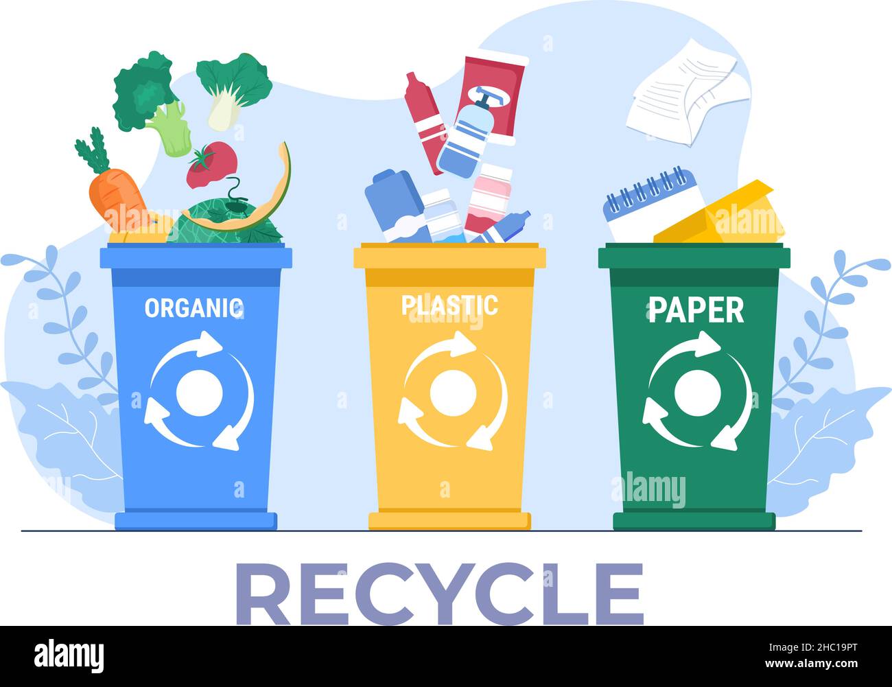 Proceso de Reciclaje con Basura Orgánica, Papel o Plástico para Proteger el  Ambiente Ecológico Adecuado para Banner, Fondo, y Web en Ilustración Plana  Imagen Vector de stock - Alamy