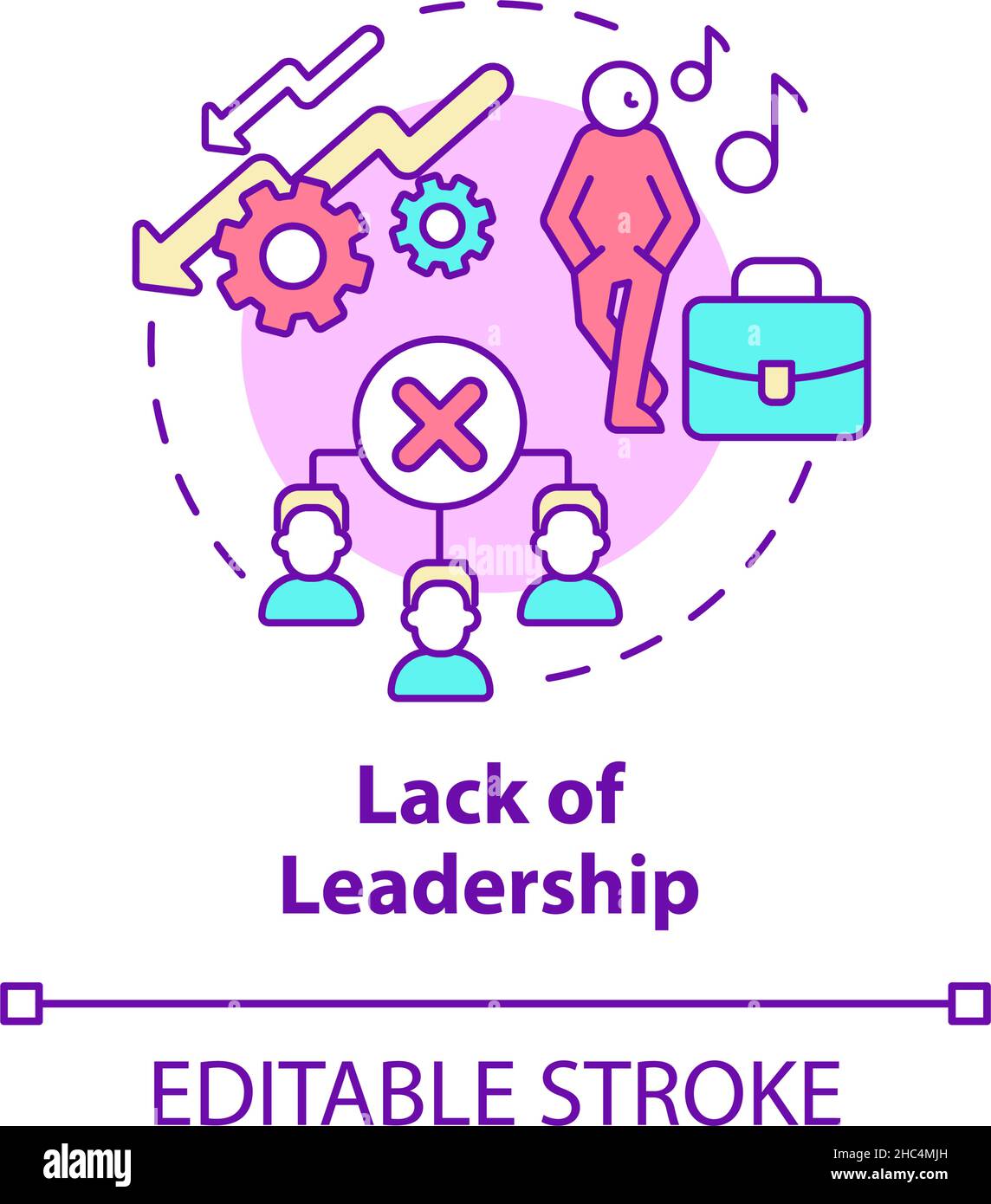 Icono de concepto de falta de liderazgo Ilustración del Vector