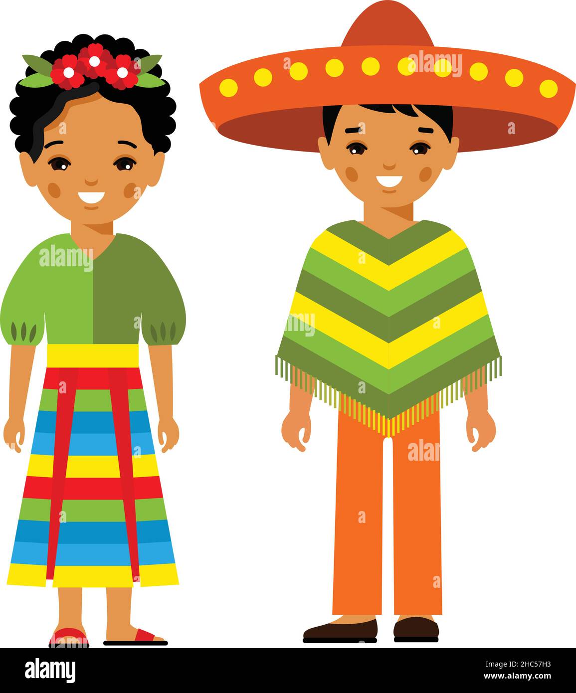 Ilustración vectorial de niños, niños, niñas y personas mexicanos
