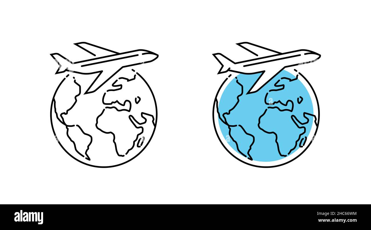 Icono de concepto de viaje aéreo. Dibujo de contorno aislado de vector plano Ilustración del Vector