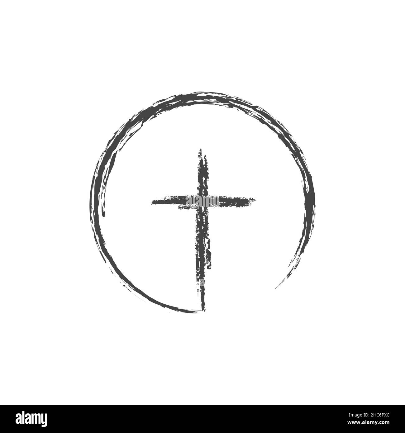 Dibujo simple a lápiz de una cruz en un círculo. Plano aislado ilustración  cristiana, fondo bíblico Fotografía de stock - Alamy
