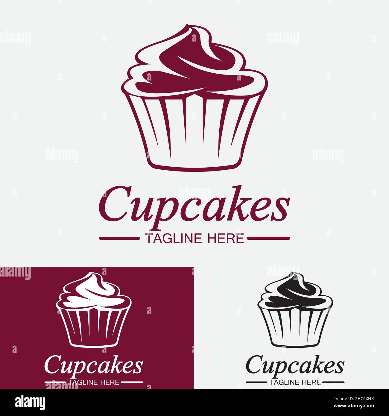 Plantilla vectorial de diseño de logotipo de cupcake. Cupcakes icono de  panadería Imagen Vector de stock - Alamy