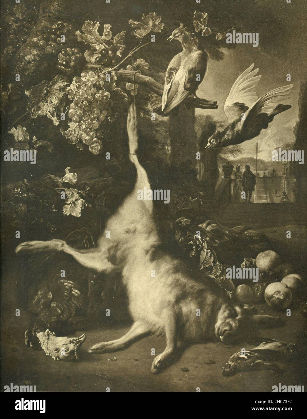 Dead Hare emped, pintura del artista holandés Jan Weenix, Múnich 1897 Foto de stock