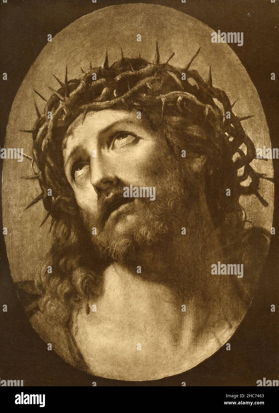 Jesucristo con la corona de la espina, pintura del artista italiano Guido Reni, 1920s Foto de stock