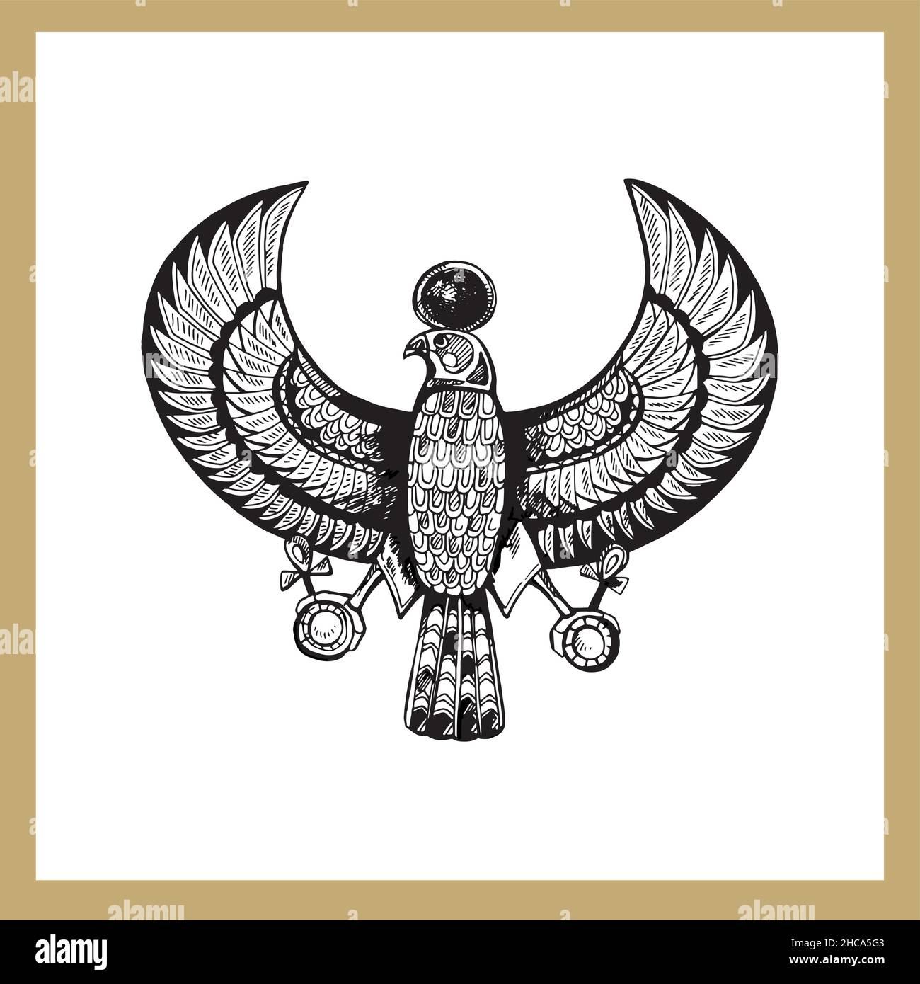 Dibujo a mano estilo antiguo águila egipcia dios aislado sobre fondo  blanco. Ilustración vectorial Imagen Vector de stock - Alamy