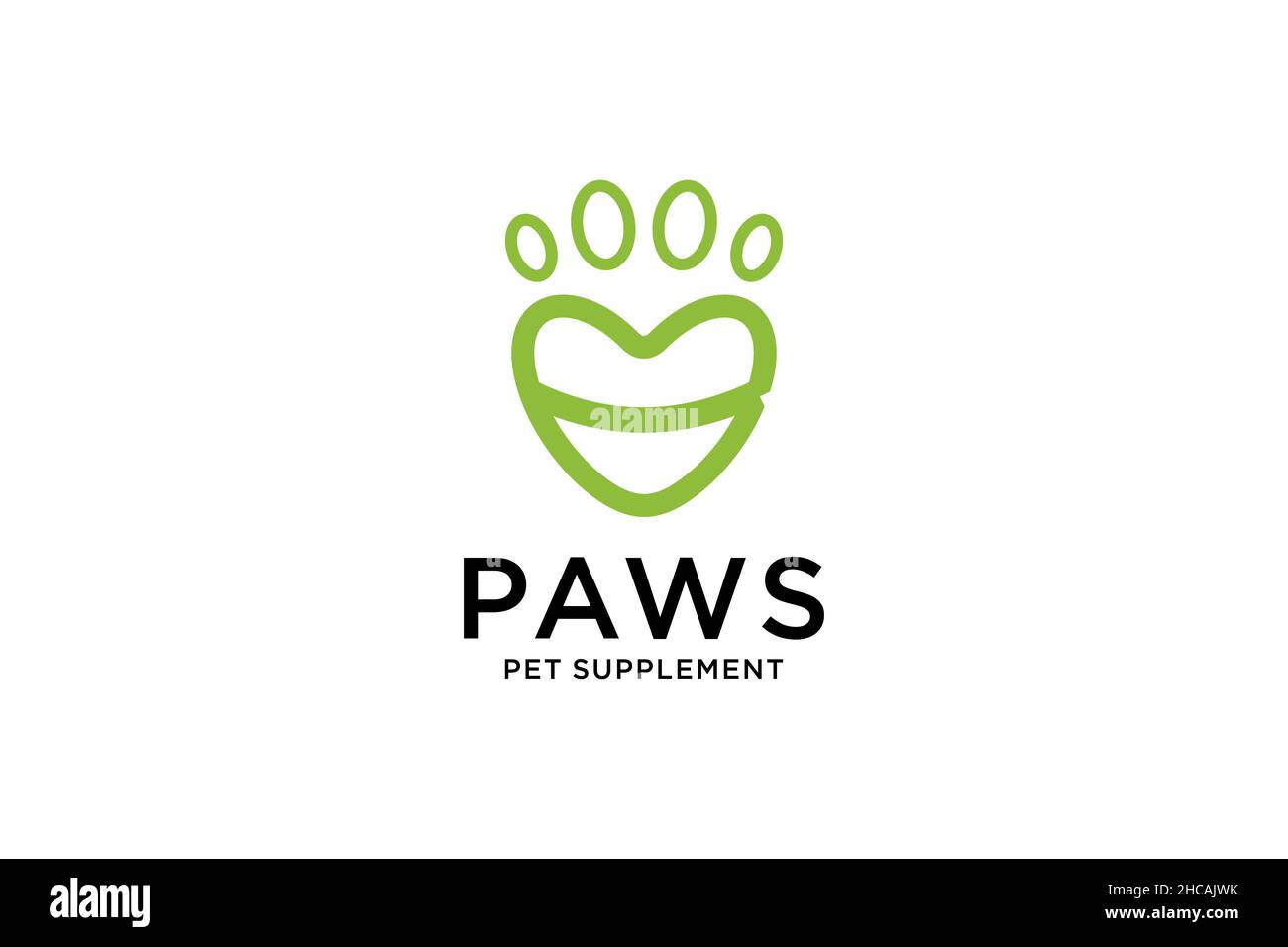Letra B Love & Cat o Perro Paw Print, Pet Logo Design Ilustración del Vector