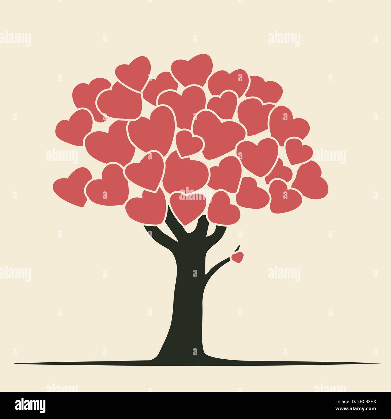 vector san valentín corazones árbol Ilustración del Vector