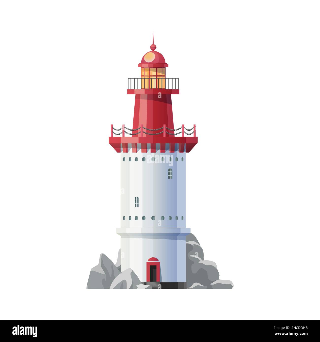 Icono del edificio del faro del mar de época. Torre del faro náutico, linterna del faro de navegación vectorial. Símbolo de viaje marítimo, seguridad de navegación bea Ilustración del Vector