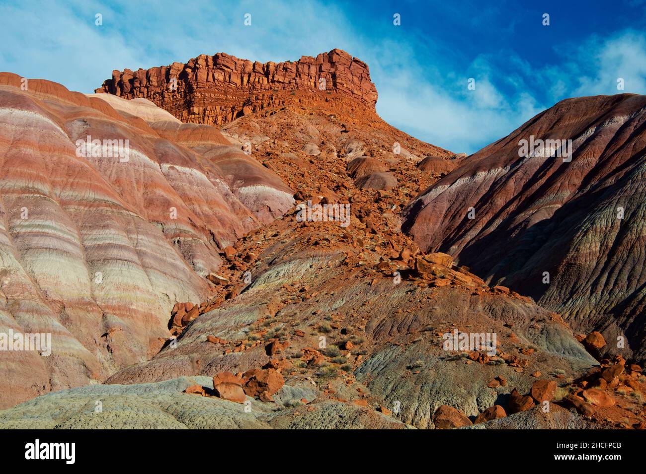 Chinle Formation (Paria Badlands) cerca de Old Paria en el sureste de Utah Foto de stock