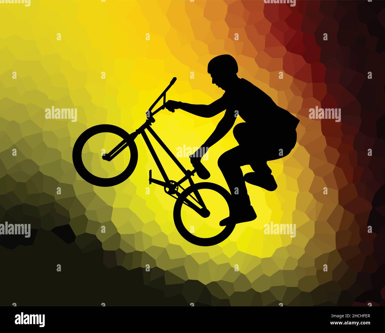 Silueta biciclista BMX sobre el fondo abstracto - vector Ilustración del Vector