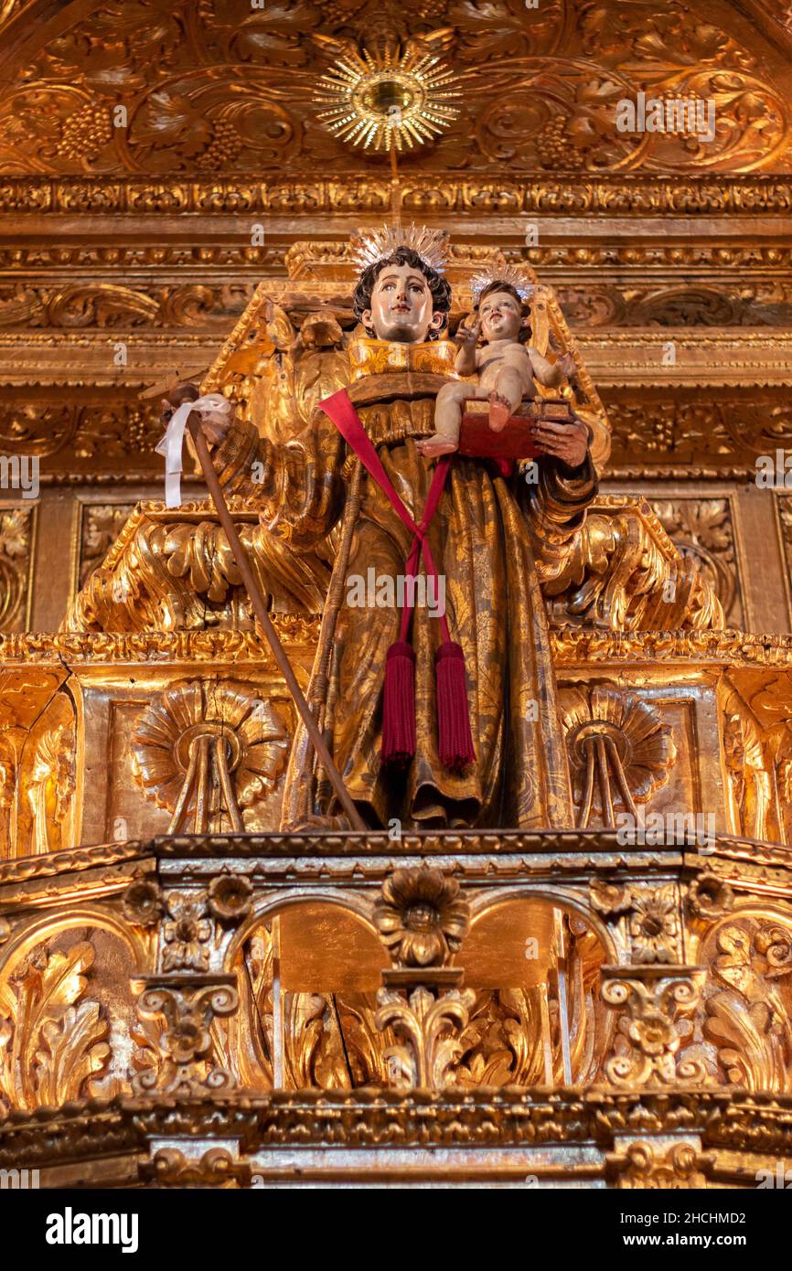 Detalles exquisitos del interior de la Iglesia de San Antonio en la ciudad de Lagos, Algarve, Portugal. Foto de stock