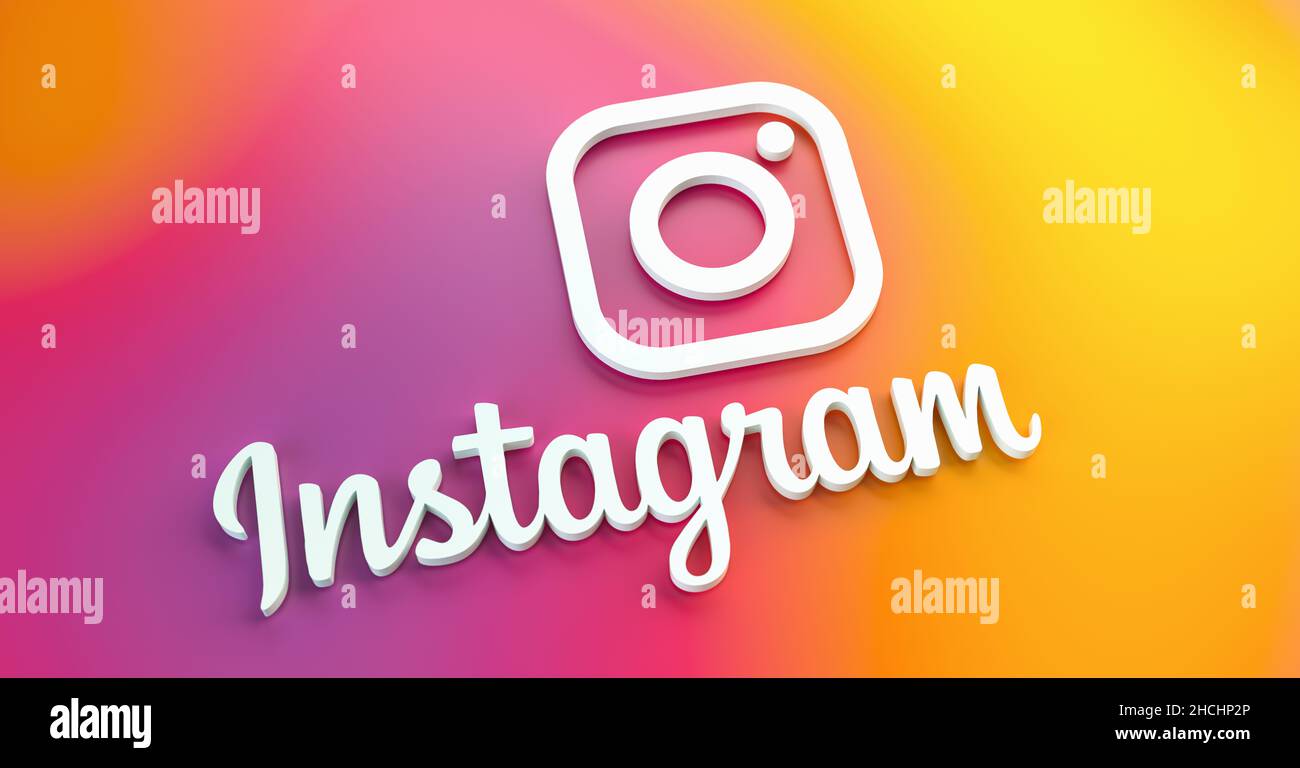 Logotipo de Instagram para sitios web, aplicaciones móviles, banners sobre  fondo de plástico colorido. La red social Instagram es una de las redes  sociales más grandes Fotografía de stock - Alamy