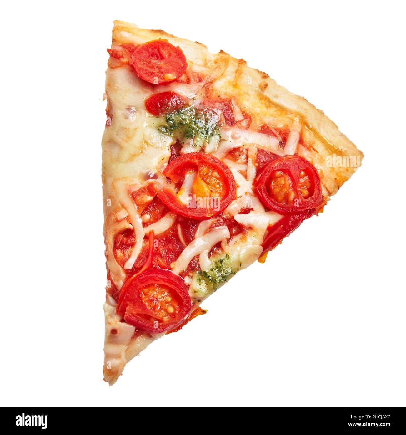 Trozo de pizza italiana caprese aislada sobre fondo blanco Fotografía de stock Alamy