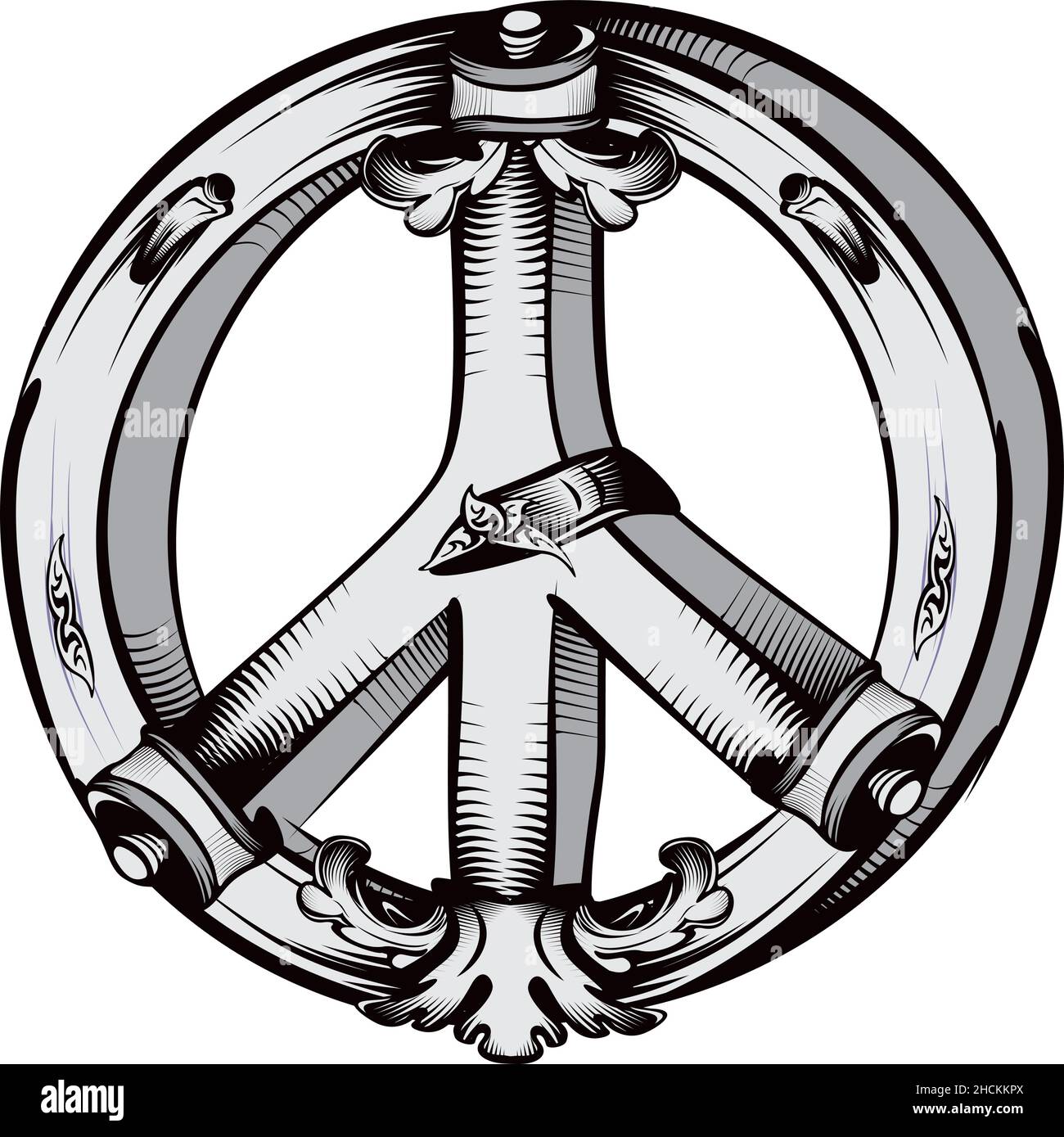 Símbolo de pacifista decorativo Ilustración del Vector