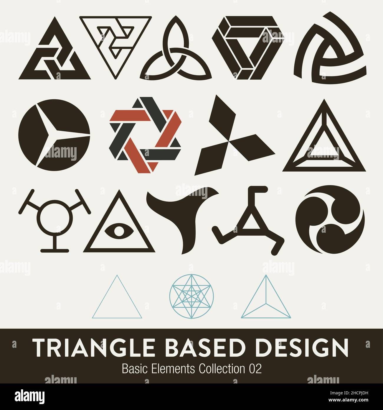 Vector colección de elementos básicos: Diseño basado en triángulos Ilustración del Vector
