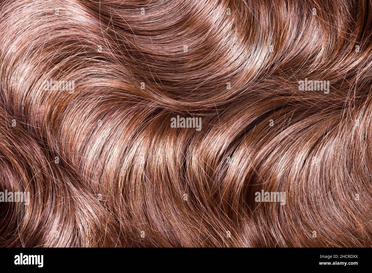 Textura de pelo marrón. Ondulado largo rizado cabello marrón claro se  acerca como fondo. Extensiones de cabello, materiales y cosméticos, cuidado  del cabello. Peinado, corte de pelo o Fotografía de stock -