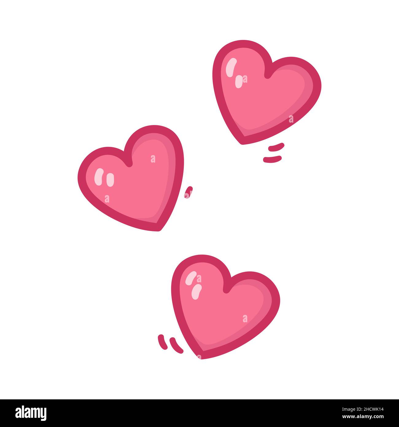 Dibujos animados dibujados a mano corazones color rosa. Elementos de diseño  para el día de San Valentín, 14 de febrero Imagen Vector de stock - Alamy