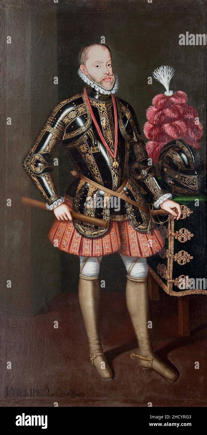 Retrato del rey Felipe II de España (Monasterio de la Encarnación de Madrid). Foto de stock