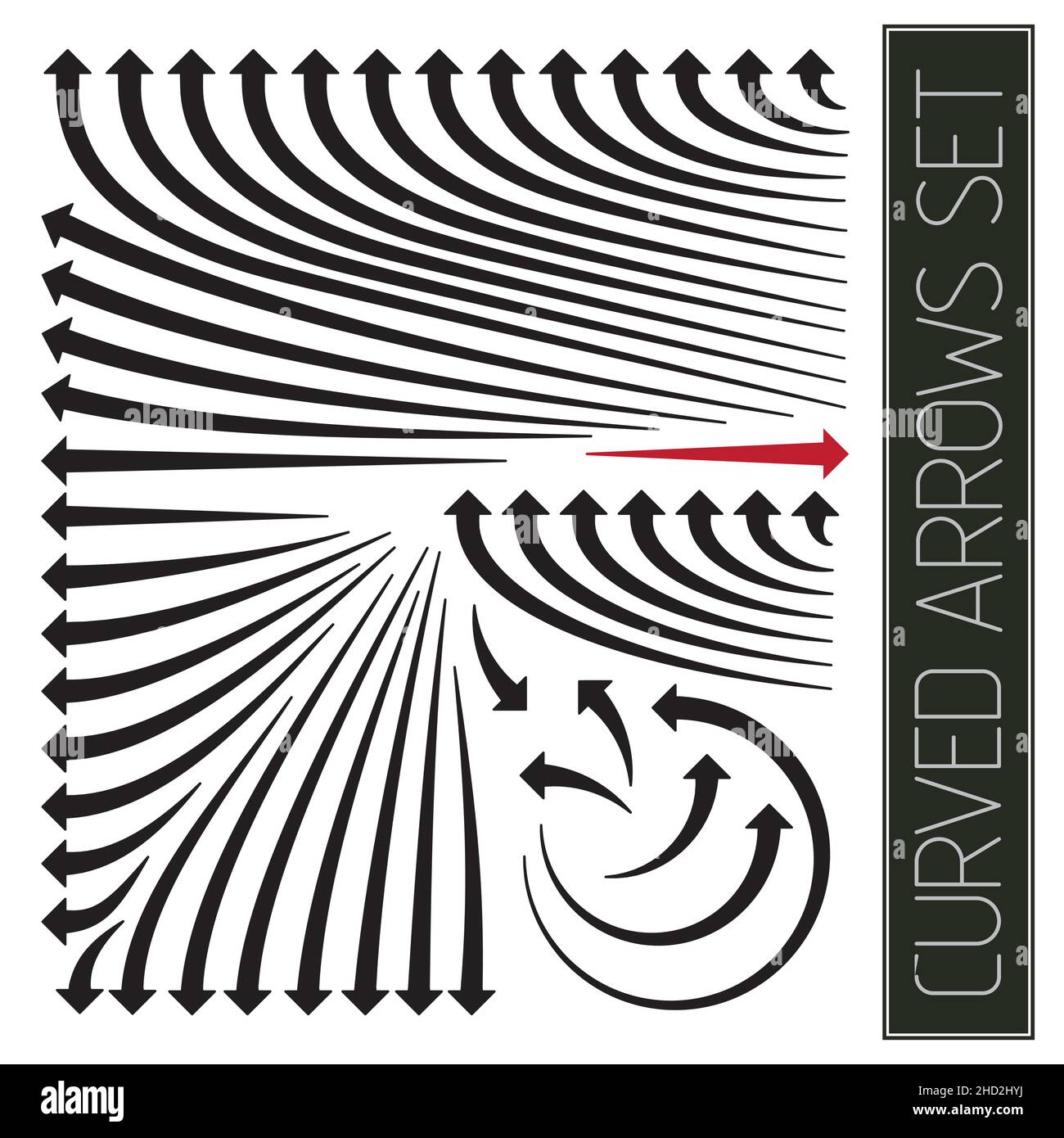 Punteros de flechas curvas con extremos redondeados: Herramienta infográfica Ilustración del Vector