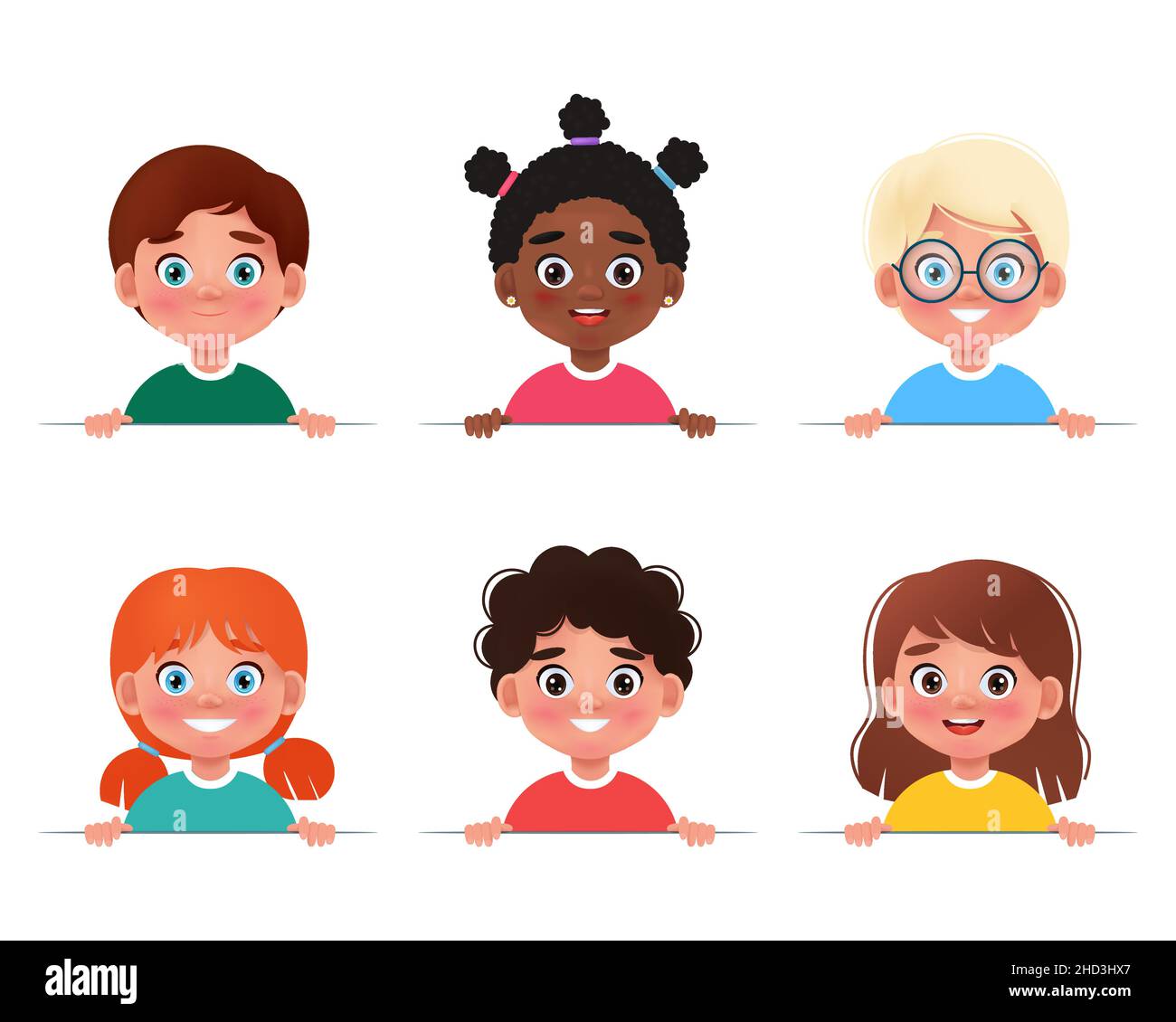 Colección de dibujos animados de retratos de niños pequeños y niñas,  diferentes razas humanas. Vectores de personajes infantiles de diferentes  nacionalidades Imagen Vector de stock - Alamy