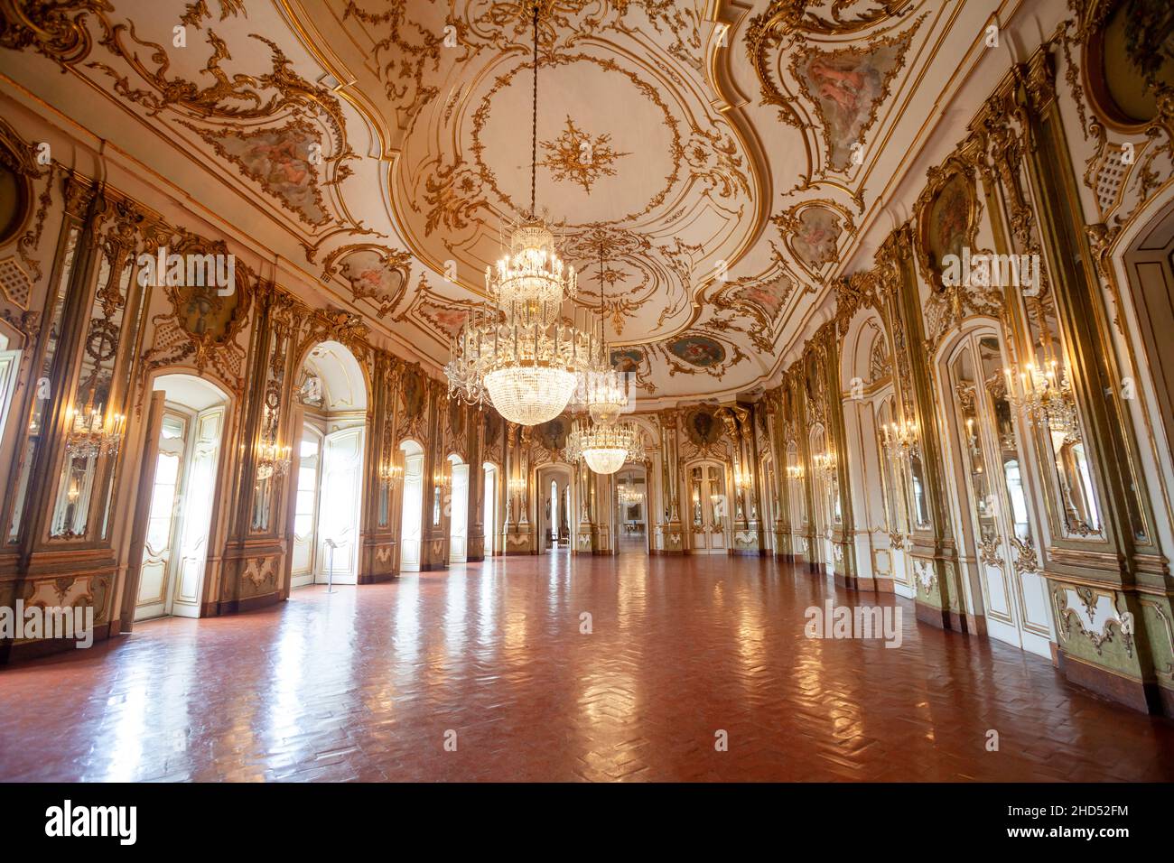 Salón de baile, el Palacio de Queluz, Lisboa, Portugal, la Península Ibérica, el sur de Europa Occidental Foto de stock