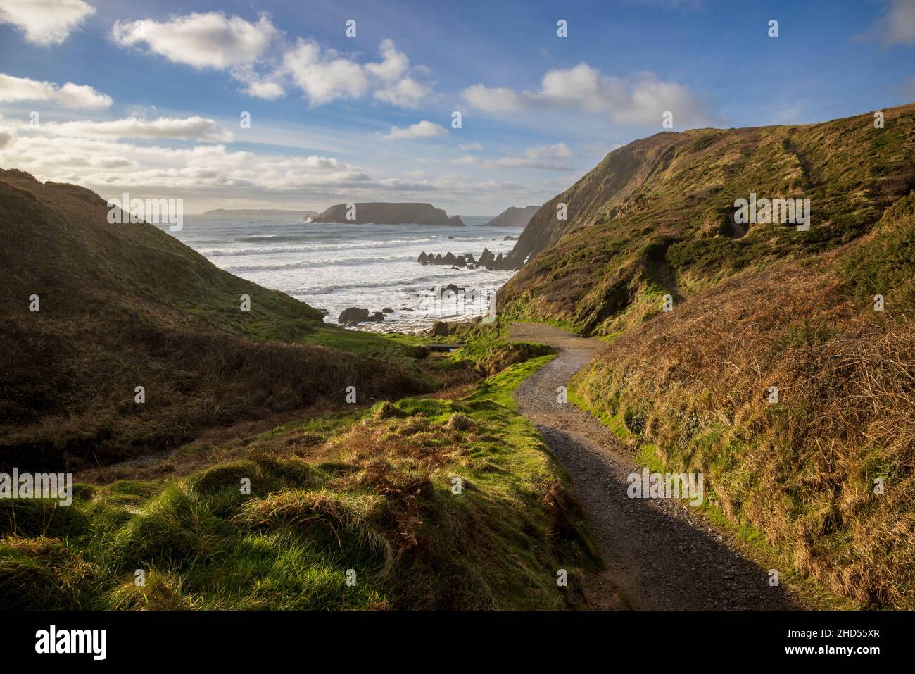 El camino que conduce a la playa de Marloes Sands, Parque Nacional de la Costa de Pembrokeshire, Gales del Sur Foto de stock