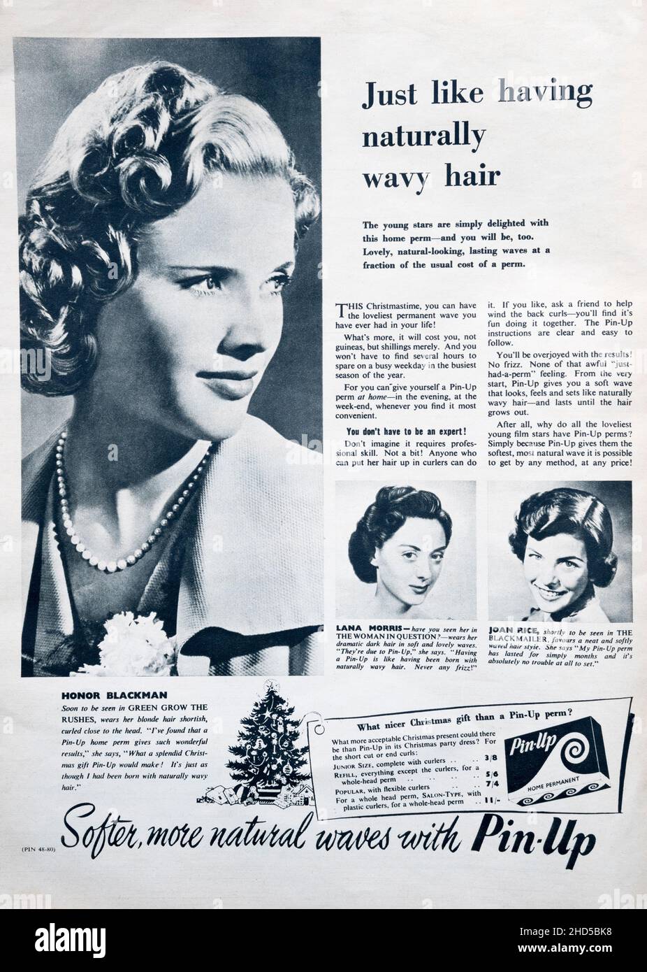 Diciembre de 1950 anuncio de la revista Pin-Up home perms. Foto de stock