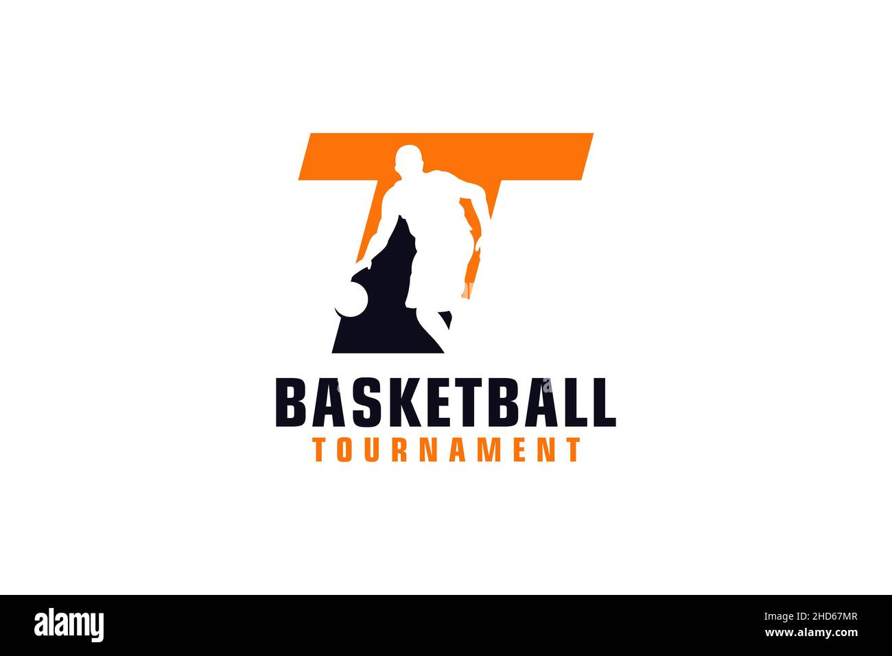 Letra T con diseño de logotipo de baloncesto. Elementos de plantilla de diseño vectorial para Sport Team o Corporate. Ilustración del Vector