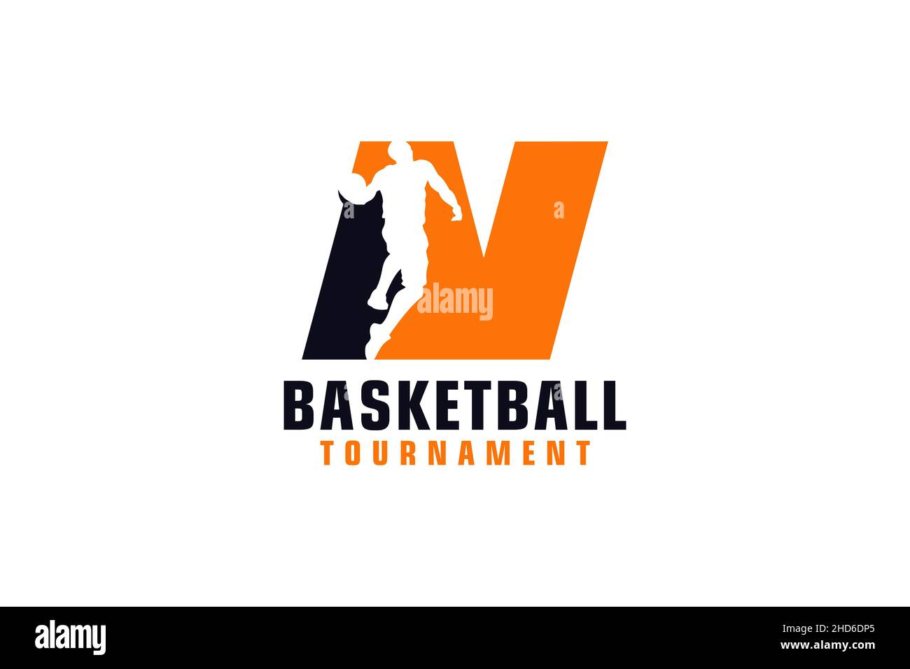 Letra N con diseño de logotipo de baloncesto. Elementos de plantilla de diseño vectorial para Sport Team o Corporate. Ilustración del Vector