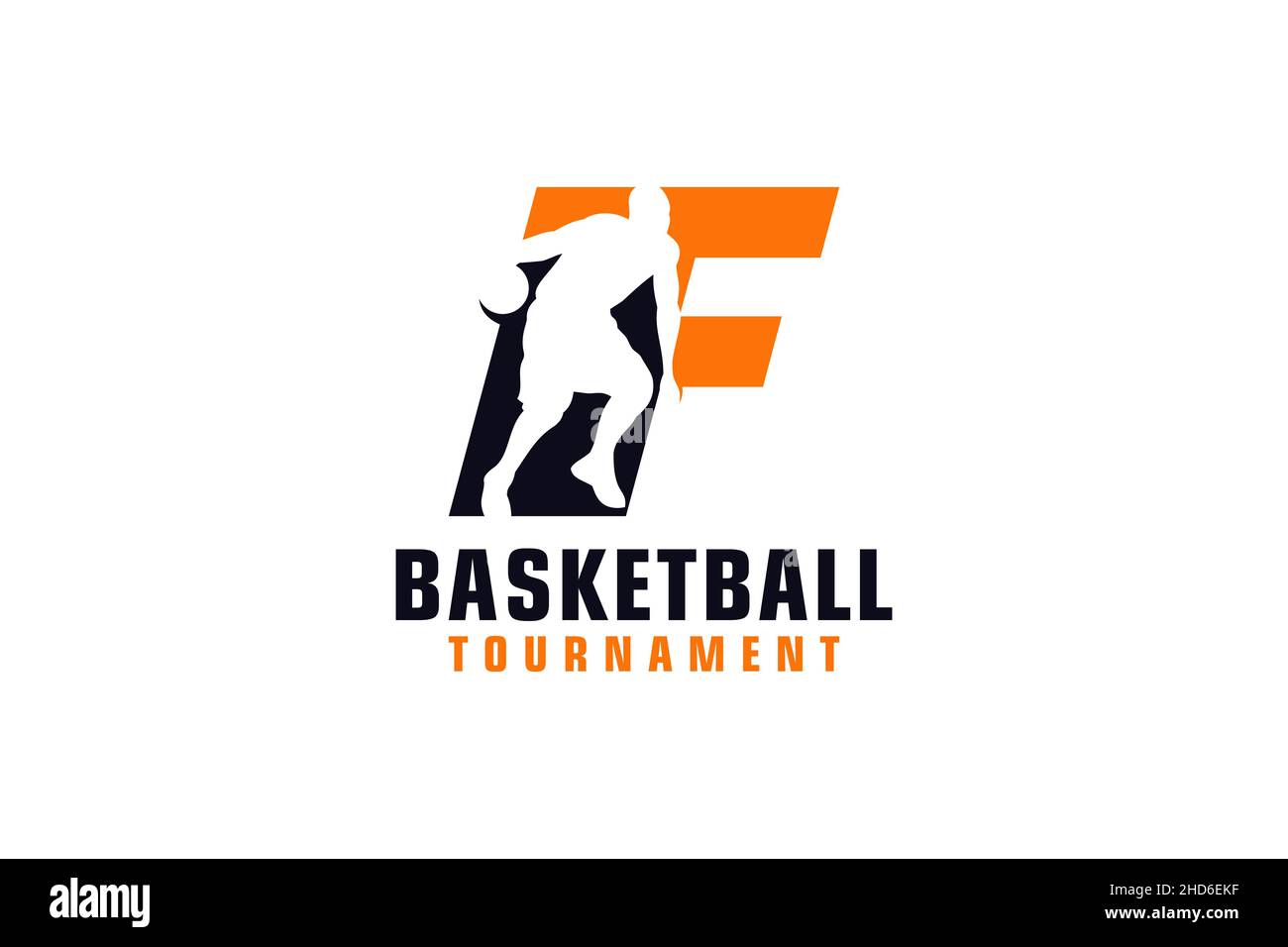 Letra F con diseño de logotipo de baloncesto. Elementos de plantilla de diseño vectorial para Sport Team o Corporate. Ilustración del Vector