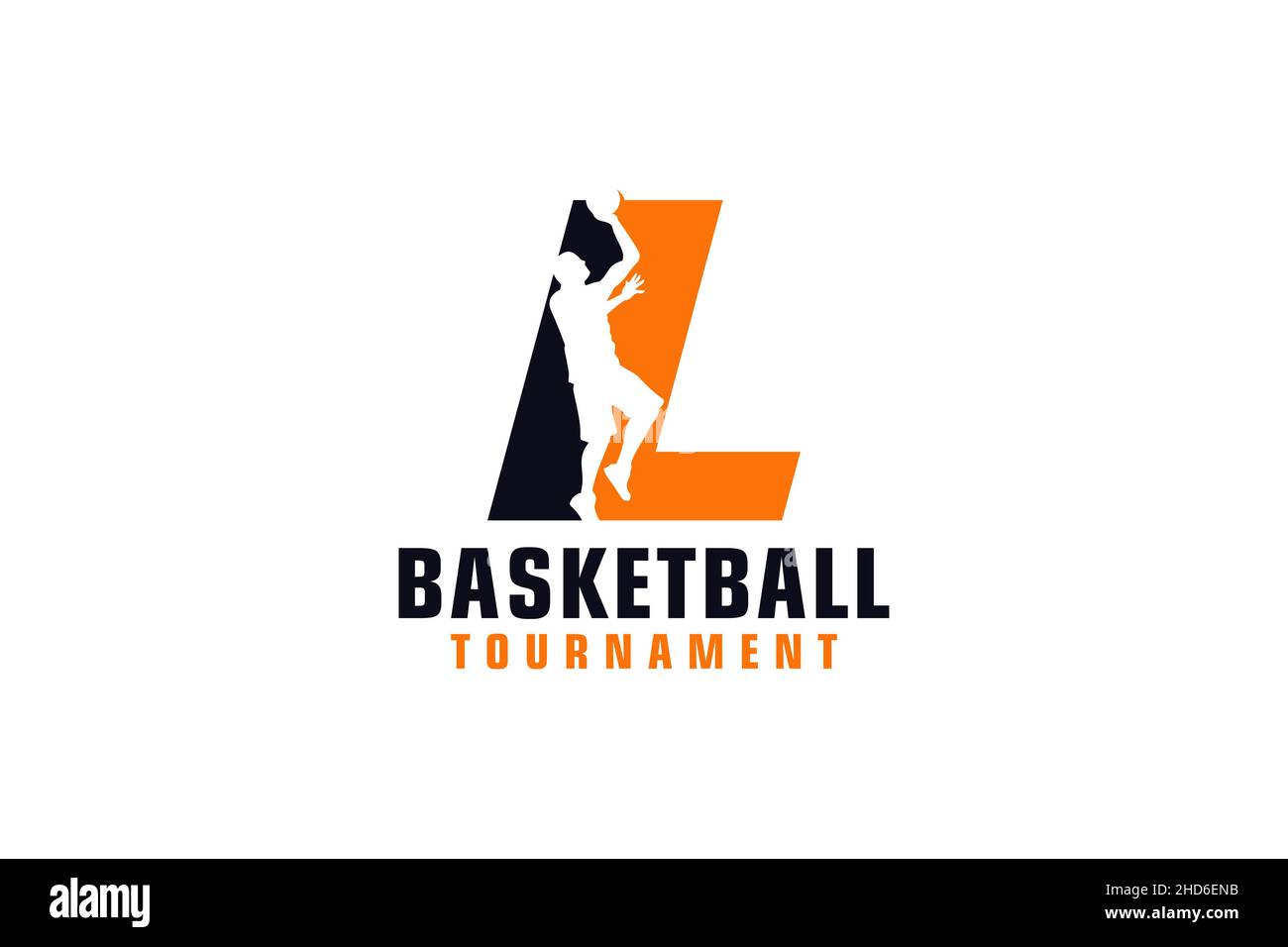 Letra L con diseño de logotipo de baloncesto. Elementos de plantilla de diseño vectorial para Sport Team o Corporate. Ilustración del Vector