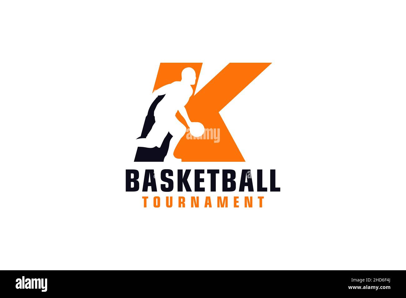 Letra K con diseño de logotipo de baloncesto. Elementos de plantilla de diseño vectorial para Sport Team o Corporate. Ilustración del Vector