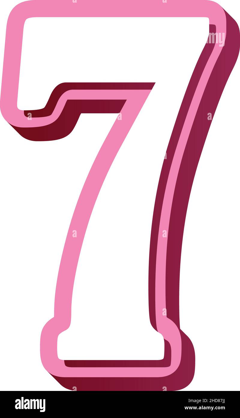 el número siete escrito en tres dimensiones sobre un fondo blanco. 7