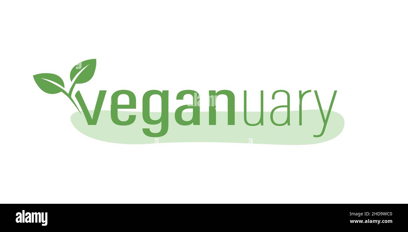 Veganuary - Icono sobre fondo blanco. Ilustración del Vector