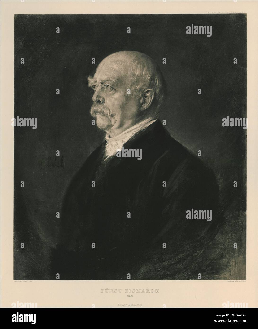 Retrato de Otto von Bismarck. 1898 Otto, príncipe de Bismarck, conde de Bismarck-Schönhausen, duque de Lauenburg (1815-1898) fue un alemán conservador Foto de stock