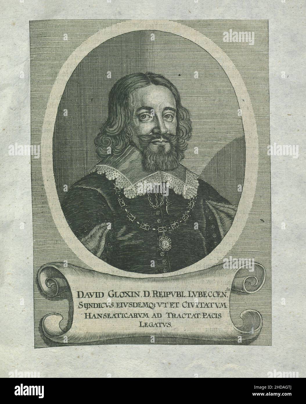 Retrato de David Gloxin. 1600 David Gloxin (1597 - 1671) guerra en Bürgermeister und Diplomat der Hansestadt Lübeck. Foto de stock