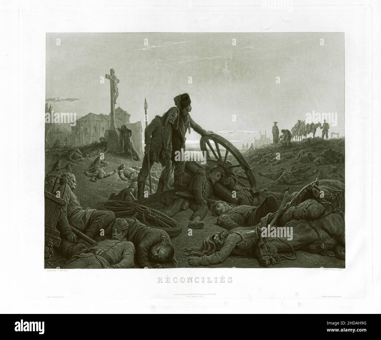 Grabado de la Guerra Franco-Prusiana: Reconciliada. 1872 Foto de stock