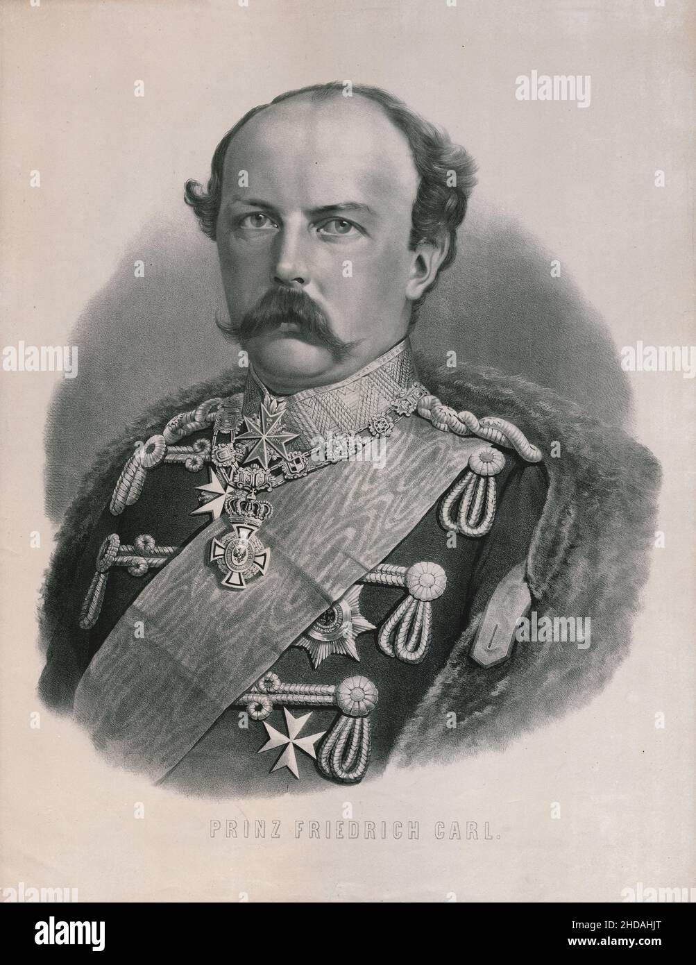 Retrato del Príncipe Friedrich Karl de Prusia. 1875 El príncipe Friedrich Karl Nikolaus de Prusia (1828 – 1885) fue nieto del rey Federico Guillermo II Foto de stock