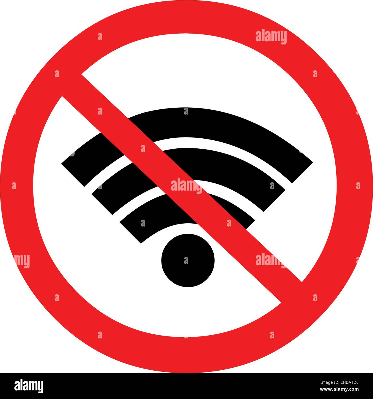 Ilustración vectorial del icono de wifi dentro de un signo prohibido, en concepto de Internet desconectado Ilustración del Vector
